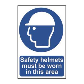 Safety Helmets Must Be Worn PVC Sign 200 x 300mm Ref 0002