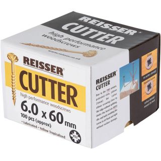 6.0 x 60mm Reisser R2 Cutter Yellow CSK Head Woodscrews