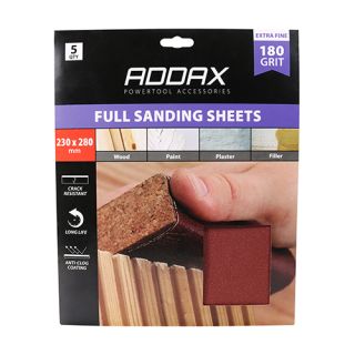 Addax Full Sanding Sheets 180 Grit Per Pack 5 231505
