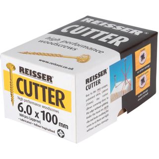 6.0 x 100mm Reisser R2 Cutter Yellow CSK Head Woodscrews