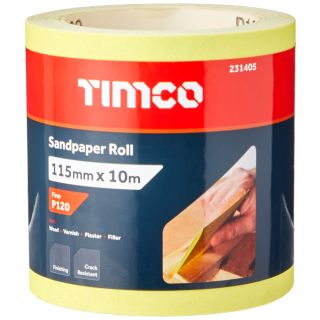 Timco 115Mm X 10Mtr Sand Paper Roll 120 Grit Ref 231405