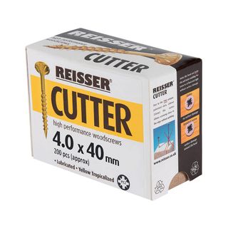 4.0 X 40Mm Reisser R2 Cutter Yellow Csk Head Woodscrews