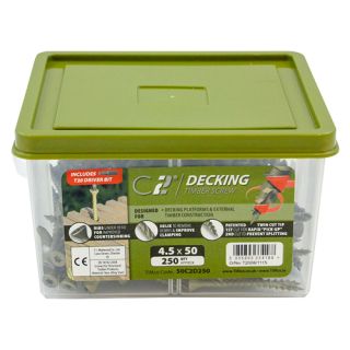 4.5 x 50mm Decking Screws 50C2D250 – 250 Per Tub