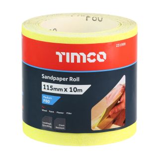 Timco 115Mm X 10M Sandpaper Roll 80 Grit Yellow 231999
