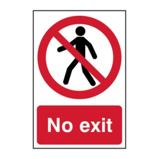 No Exit Semi-Rigid PVC Sign 200mm x 300mm Ref 0602