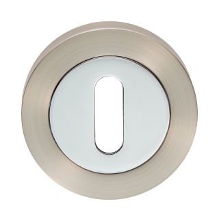 Carlisle Brass Escutcheon Std Lock Round Rose Satin/Polished Chrome