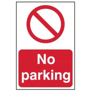No Parking Semi-Rigid PVC Sign 600 x 400mm Ref 4051