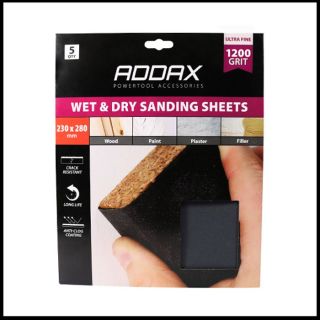 Addax Wet & Dry Sanding Sheets 231636 1200 Grit Pack Of 5
