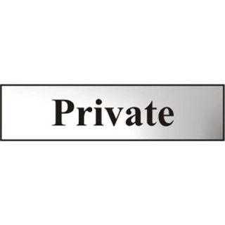 Private Brushed Chrome Metallic Sign 220 x 60mm Ref 2113