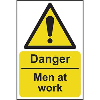 Danger Men at Work 300 x 200mm Semi-Rigid PVC Sign Ref 4104