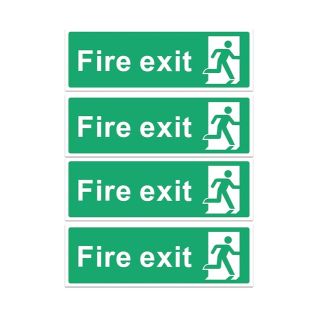 Fire Exit Safety Sign Ref 1533 (4 Signs Per Sheet) 300 x 200mm