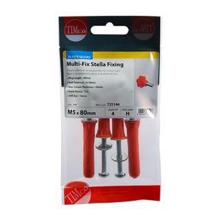 Timco M5 x 80 Multi Fix Stella Fixing Red